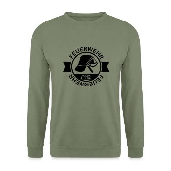 feuerwehr__f1 - Unisex Pullover - Armeegrün - Vorne - Alina (178cm) & Michal (187cm)
