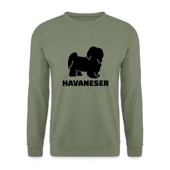 Havaneser - Unisex Pullover - Armeegrün - Vorne - Alina (178cm) & Michal (187cm)