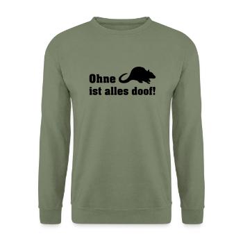 ohne ratte - Unisex Pullover - Armeegrün - Vorne - Alina (178cm) & Michal (187cm)