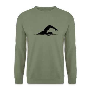 Sport Schwimmer Silhouette - Unisex Pullover - Armeegrün - Vorne - Alina (178cm) & Michal (187cm)