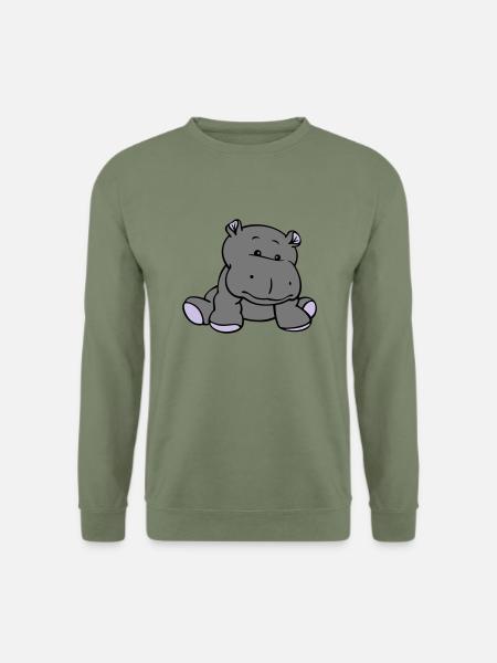 Hippo- / Nilpferd- / Flusspferd-Baby (3C) - Unisex Pullover - Armeegrün