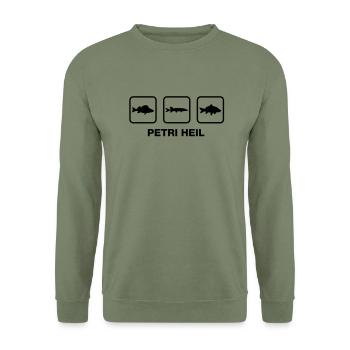 petri_heil_3___f1 - Sweat-shirt Unisexe - vert militaire - Devant - Alina (178cm) & Michal (187cm)