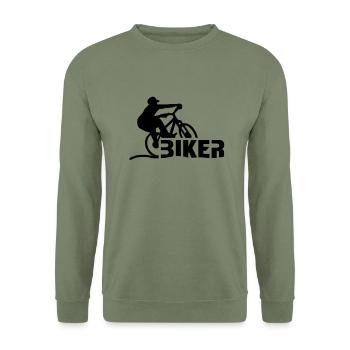 biker__f1 - Sweat-shirt Unisexe - vert militaire - Devant - Alina (178cm) & Michal (187cm)