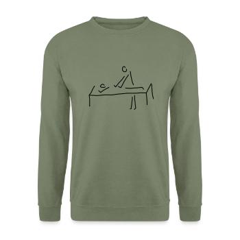 masseur massiert - Unisex Pullover - Armeegrün - Vorne - Alina (178cm) & Michal (187cm)