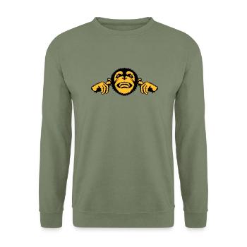 singe monkey chimpanze oreille doigt - Sweat-shirt Unisexe - vert militaire - Devant - Alina (178cm) & Michal (187cm)