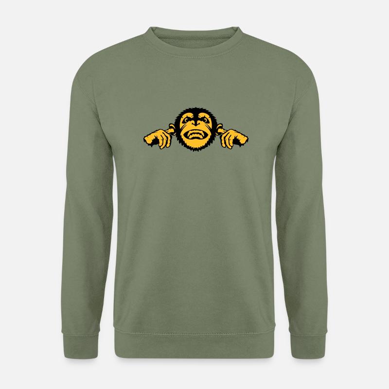chimpanzee monkey monkey finger ear - Unisex Sweatshirt - army green
