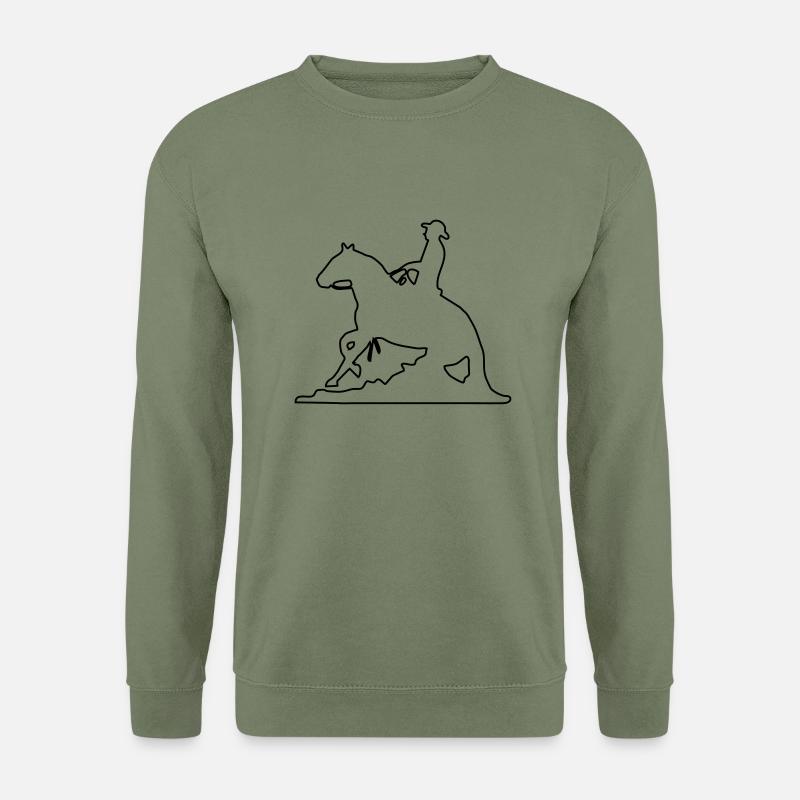 Slider Sliding Stop Westernreiter Mann - Unisex Pullover - Armeegrün