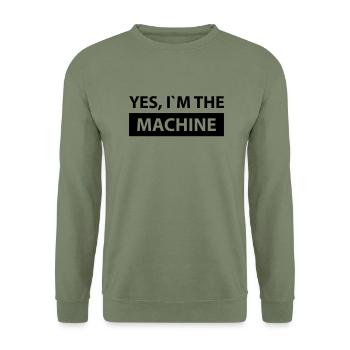 yes i´m the machine - Unisex Pullover - Armeegrün - Vorne - Alina (178cm) & Michal (187cm)