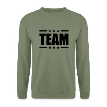 Team - Unisex Pullover - Armeegrün - Vorne - Alina (178cm) & Michal (187cm)
