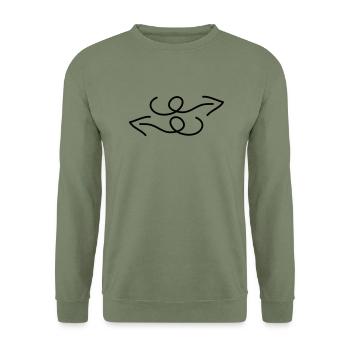 pfeile - Unisex Pullover - Armeegrün - Vorne - Alina (178cm) & Michal (187cm)
