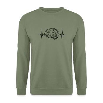 Pulse Heartbeat Cerveau - Sweat-shirt Unisexe - vert militaire - Devant - Alina (178cm) & Michal (187cm)