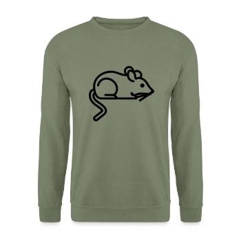 Mouse Icon - Simple Black Outline Design - Unisex Pullover - Armeegrün - Vorne - Alina (178cm) & Michal (187cm)