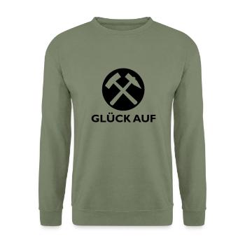 Glück Auf! - Unisex Pullover - Armeegrün - Vorne - Alina (178cm) & Michal (187cm)