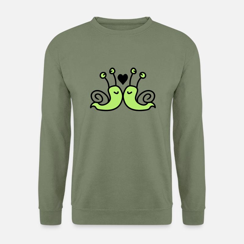 verliebte Schnecken - Unisex Pullover - Armeegrün