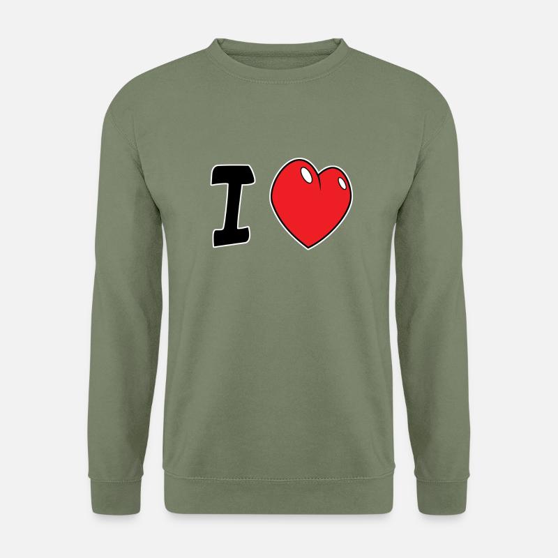 i love - Unisex Pullover - Armeegrün