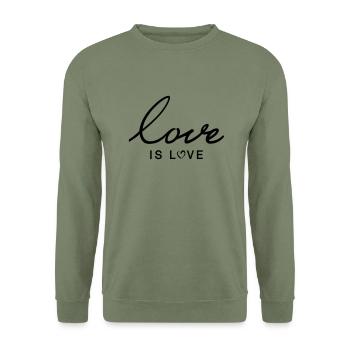 Love is Luv - Unisex Pullover - Armeegrün - Vorne - Alina (178cm) & Michal (187cm)