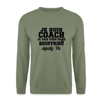 coach,coaching,sport,humour,citations,formes - Sweat-shirt Unisexe - vert militaire - Devant - Alina (178cm) & Michal (187cm)