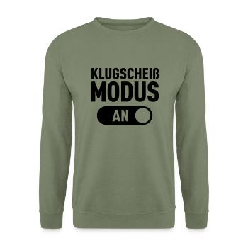 Klugscheiß Modus (An) - Unisex Pullover - Armeegrün - Vorne - Alina (178cm) & Michal (187cm)