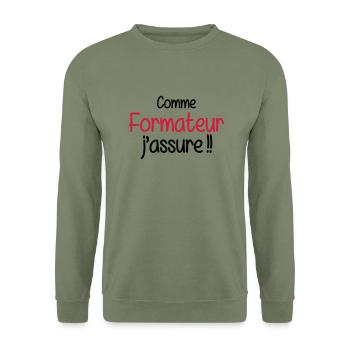 Formateur / Formatrice / Formation / Education - Sweat-shirt Unisexe - vert militaire - Devant - Alina (178cm) & Michal (187cm)