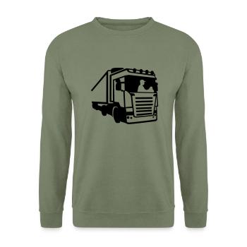 Trucker - Sweat-shirt Unisexe - vert militaire - Devant - Alina (178cm) & Michal (187cm)