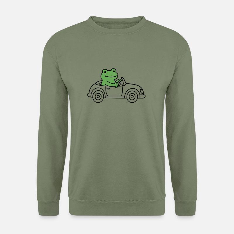 Frosch im Auto - Unisex Pullover - Armeegrün