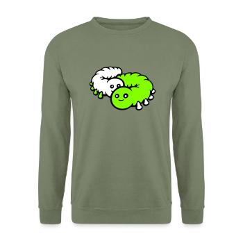 2 Caterpillars Couple Lovers in Love Dear Friends - Unisex Sweatshirt - army green - Front - Alina (178cm) & Michal (187cm)