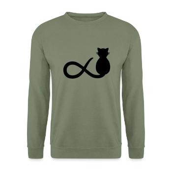 Unendlichkeit Katze - Unisex Pullover - Armeegrün - Vorne - Alina (178cm) & Michal (187cm)