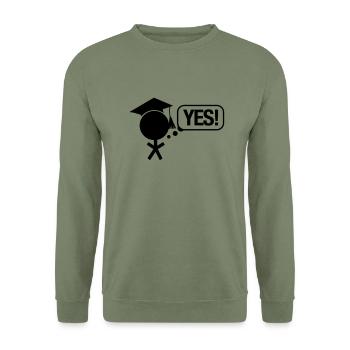 student_yes_f1 - Sweat-shirt Unisexe - vert militaire - Devant - Alina (178cm) & Michal (187cm)