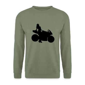 Bikergirl - Unisex Pullover - Armeegrün - Vorne - Alina (178cm) & Michal (187cm)