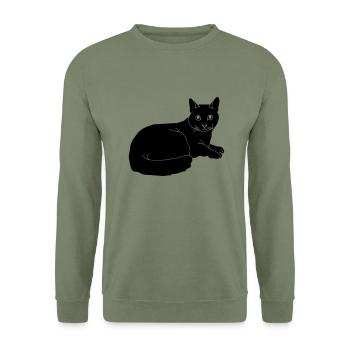 cat - Unisex Pullover - Armeegrün - Vorne - Alina (178cm) & Michal (187cm)