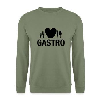 gastro-1 - Unisex Pullover - Armeegrün - Vorne - Alina (178cm) & Michal (187cm)