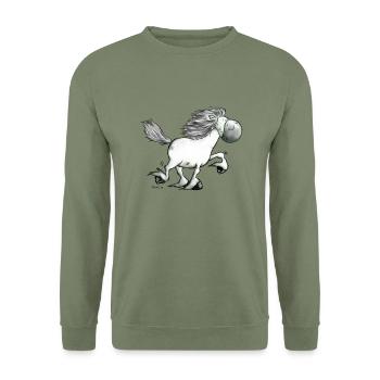 „Icelandic Power“ -Icelandic Horse - Unisex Sweatshirt - army green - Front - Alina (178cm) & Michal (187cm)