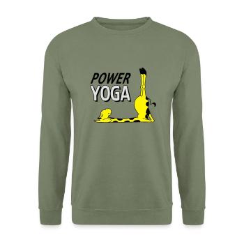 Power Yoga Giraffe - Kerze (Vektor) - Unisex Pullover - Armeegrün - Vorne - Alina (178cm) & Michal (187cm)
