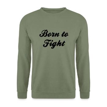 born to fight sports logo - Unisex Pullover - Armeegrün - Vorne - Alina (178cm) & Michal (187cm)