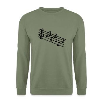 Musik Notensymbol - Unisex Pullover - Armeegrün - Vorne - Alina (178cm) & Michal (187cm)