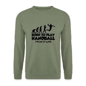 handball evolution born to play forced t - Unisex Pullover - Armeegrün - Vorne - Alina (178cm) & Michal (187cm)