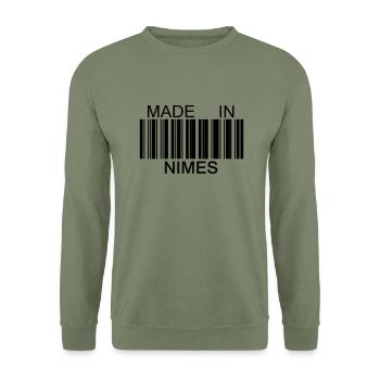 Made in Nimes 30 Languedoc-Roussillon - Sweat-shirt Unisexe - vert militaire - Devant - Alina (178cm) & Michal (187cm)