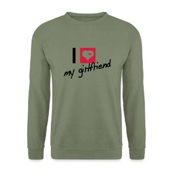 i love my girlfriend - Unisex Sweatshirt - army green - Front - Alina (178cm) & Michal (187cm)