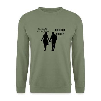Grillen romantisch - Unisex Pullover - Armeegrün - Vorne - Alina (178cm) & Michal (187cm)