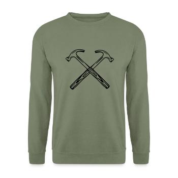 gekreuzte_haemmer_2 - Unisex Pullover - Armeegrün - Vorne - Alina (178cm) & Michal (187cm)