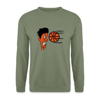 Basketball sport witzig cool - Unisex Pullover - Armeegrün - Vorne - Alina (178cm) & Michal (187cm)