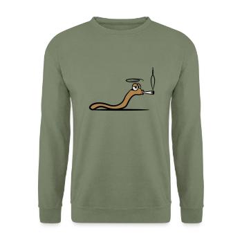 Commune de ver fumée - Sweat-shirt Unisexe - vert militaire - Devant - Alina (178cm) & Michal (187cm)