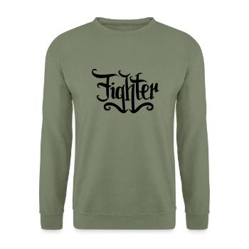 fighter - Sweat-shirt Unisexe - vert militaire - Devant - Alina (178cm) & Michal (187cm)