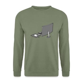 mouse keyboard screen home office office working - Unisex Sweatshirt - army green - Front - Alina (178cm) & Michal (187cm)