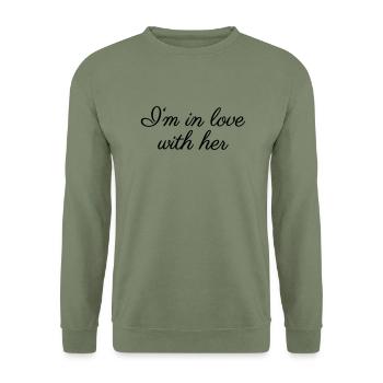 In love with her - Unisex Sweatshirt - army green - Front - Alina (178cm) & Michal (187cm)