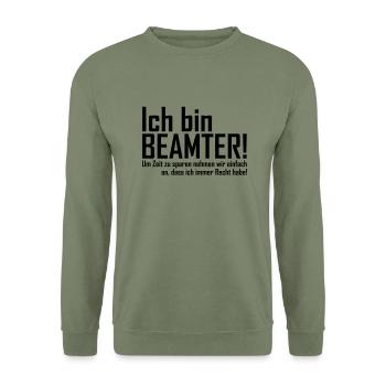 beamter - Unisex Pullover - Armeegrün - Vorne - Alina (178cm) & Michal (187cm)