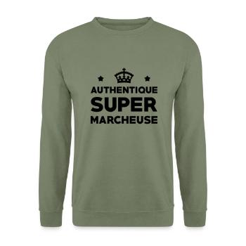 Course à pied / Marche / Marcheur / Running / Run - Sweat-shirt Unisexe - vert militaire - Devant - Alina (178cm) & Michal (187cm)