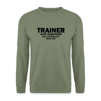 Trainer - Unisex Pullover - Armeegrün - Vorne - Alina (178cm) & Michal (187cm)
