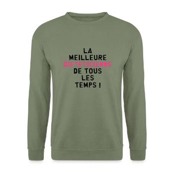 Diététicien / Diététicienne / Diététique / Sport - Sweat-shirt Unisexe - vert militaire - Devant - Alina (178cm) & Michal (187cm)