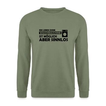 ein leben ohne waschmaschine - Unisex Pullover - Armeegrün - Vorne - Alina (178cm) & Michal (187cm)